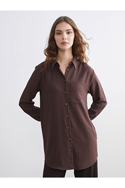 LC Waikiki Brown Pocket Detailed Women's Shirt Tunic
