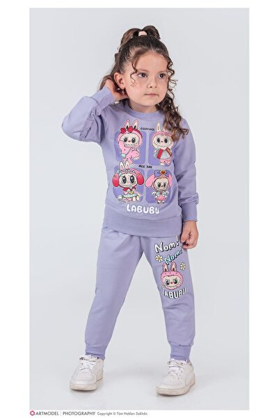 LİLLYPİCCA Kız Çocuk 2'li Takım Uzun Kollu Sweatshirt Baskılı - Beli Lastikli Penye Pantolon