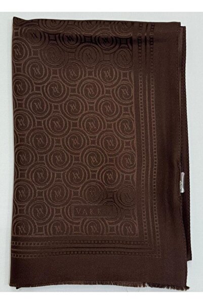 Vakko شال مونوغرام من سلسلة جاكار ميشيل الخاصة 41364- بني داكن