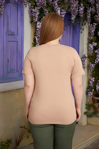 RMG Gamze Moda Large Size V-Neck T-Shirt