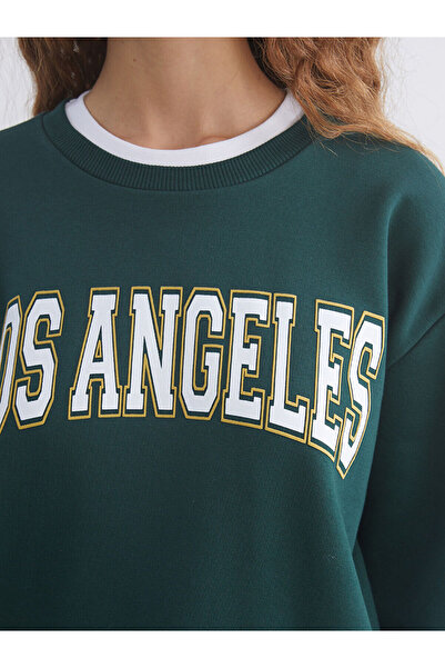 LC Waikiki Λος Άντζελες με τύπωμα oversized Γυναικείο χοντρό φούτερ