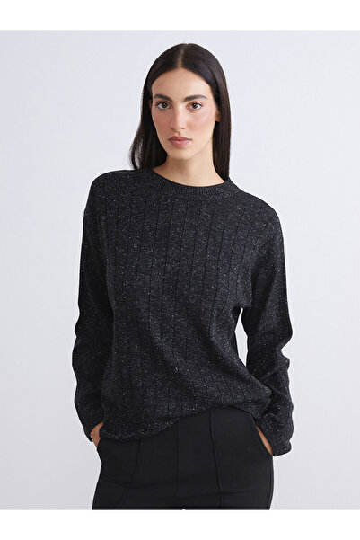 LC Waikiki طاقم الرقبة بريق سترة تريكو المرأة