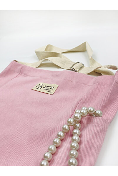 KOSTEBAG Dream Pembe 345gr Gabardin Kumaş 24×34×14cm Tam Körüklü Bez Çanta