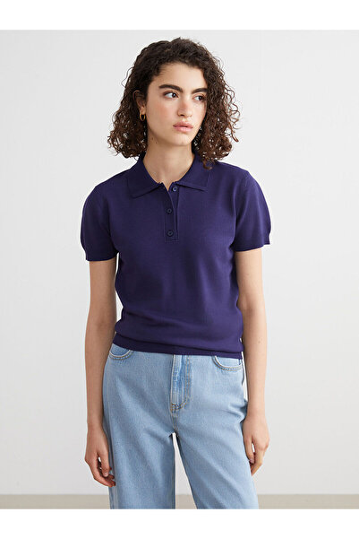 LC Waikiki Navy Blue Polo Neck Women's Knitwear Sweater