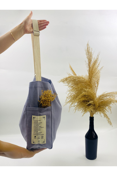 KOSTEBAG Dream Gri 345gr Gabardin Kumaş 24×34×14cm Tam Körüklü Bez Çanta