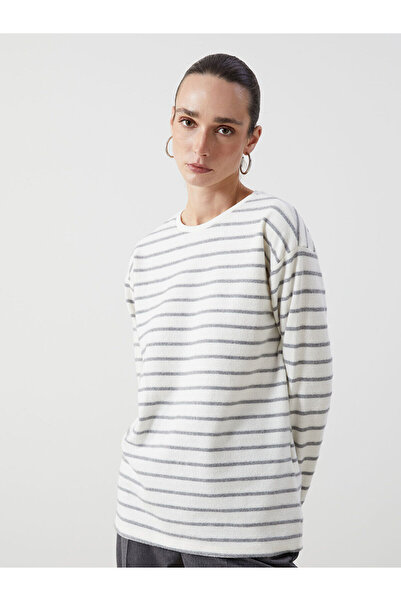 LC Waikiki Γυναικείο μπλουζάκι με ριγέ λαιμόκοψη - W4LV61Z8