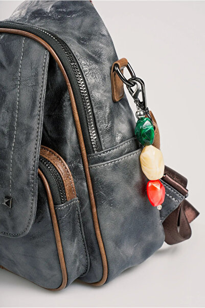 ÇÇS حقيبة كتف وحقيبة ظهر نسائية من الجلد مزودة بسحاب للإغلاق