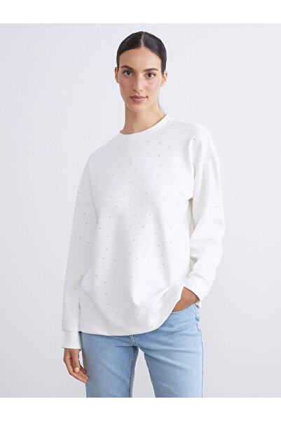 LC Waikiki Γυναικείο φούτερ τούνικ Artı New Season Taşlı oversized