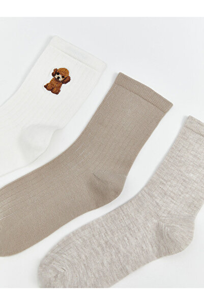 LC Waikiki Cey New Season Embroidered Women's Socks 5-Piece Set