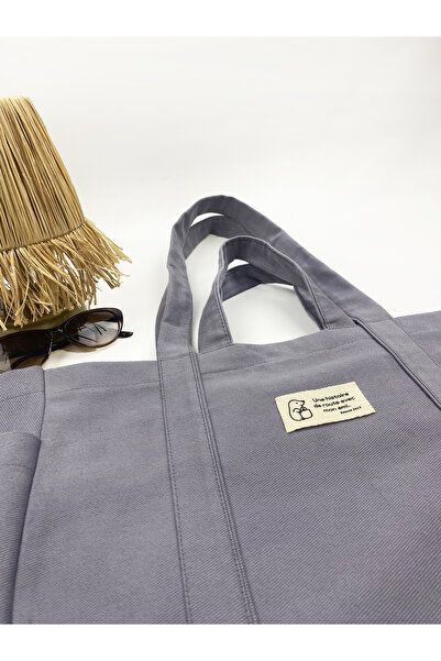 KOSTEBAG Vera Gri 345gr Gabardin Kumaş 38×36×18cm Tam Körüklü Bez Çanta