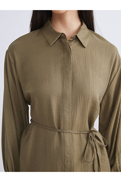 LC Waikiki LCW Modest Haki Dokulu Kadın Gömlek Tunik W5H880Z8NVY25