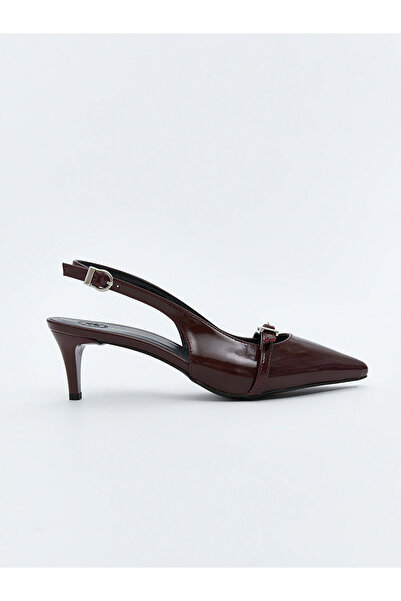 LC Waikiki Burgundy Pointed Toe Women's Heeled Shoes