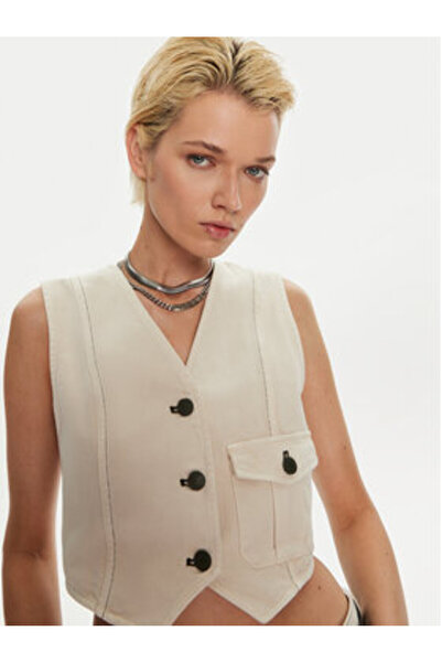 Miss Sixty Γυναικείο Γιλέκο Μπεζ MISS SIXTY-6L3WJ4620000 A05 ΓΚΡΙΖΟ-ΛΕΥΚΟ