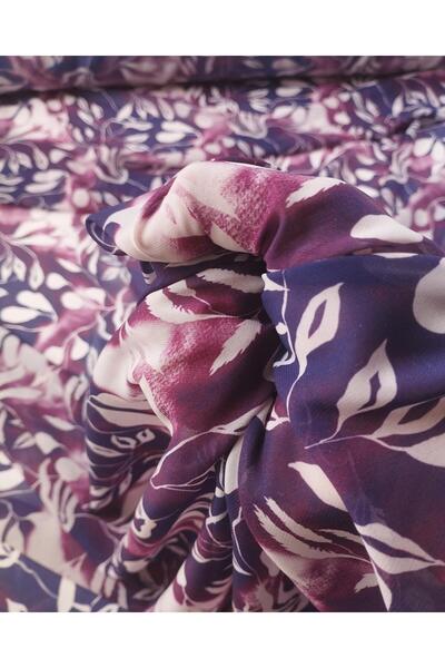 Kumaş Parça عرض الشيفون المزخرف بالورود باللون الأرجواني: 150