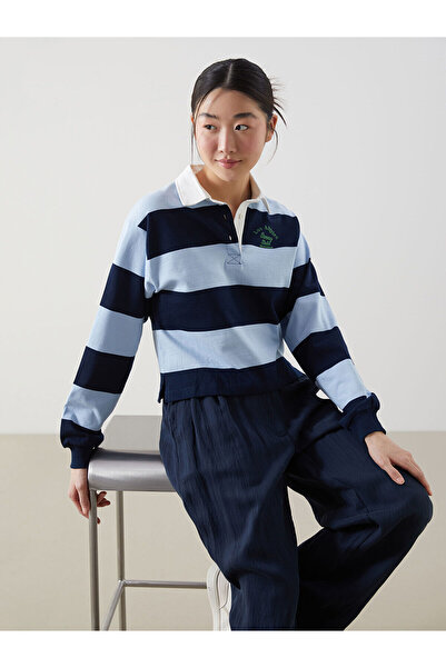 LC Waikiki Özmarka Noul sezon Hanorac cu guler polo cu dungi pentru femei