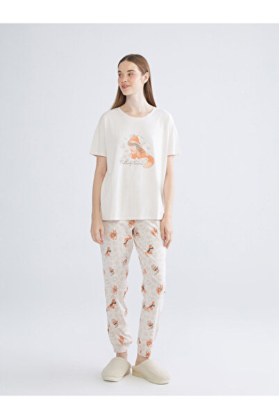 LC Waikiki New Season Crew Neck Printed Women's Pajama Set