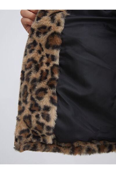 LC Waikiki Peak New Season Stand Collar Leopard Print Women's Coat