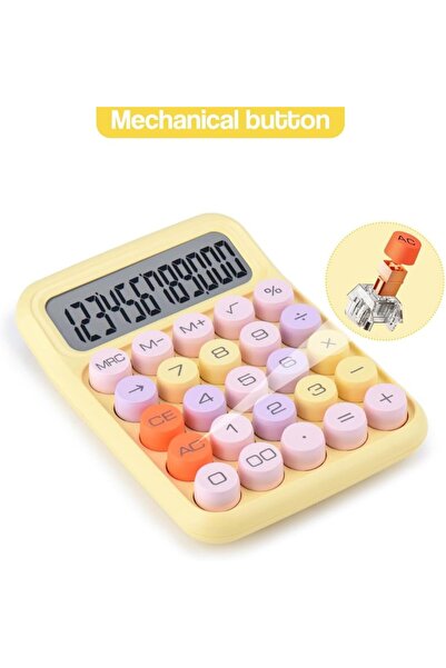 Hyd Hesap Makinesi 12 Hazneli Lcd Ekran Açılı Geniş Ekran,güneş Enerji Ve Pilli Hesap Makinesi Sarı