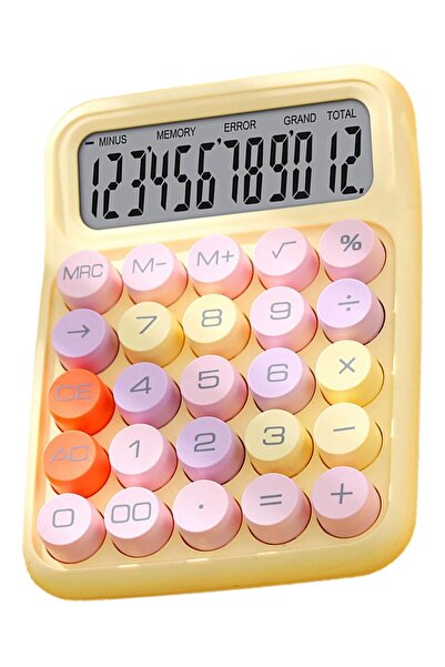 Hyd Hesap Makinesi 12 Hazneli Lcd Ekran Açılı Geniş Ekran,güneş Enerji Ve Pilli Hesap Makinesi Sarı