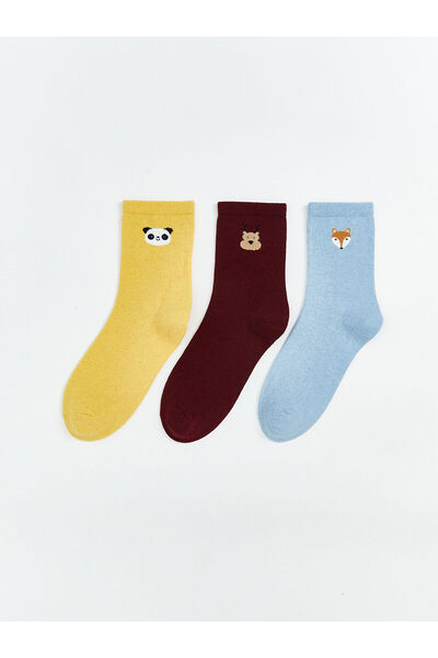 LC Waikiki Vizyon New Season Printed Women's Socks 3-Piece Set