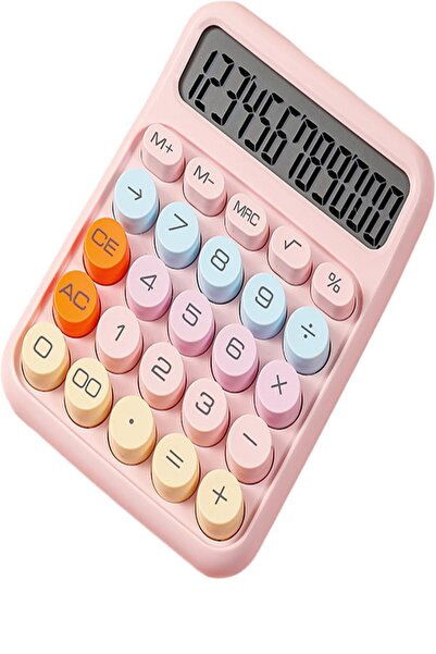 Hyd Hesap Makinesi 12 Hazneli Lcd Ekran Açılı Geniş Ekran,güneş Enerji Ve Pilli Hesap Makinesi Pembe