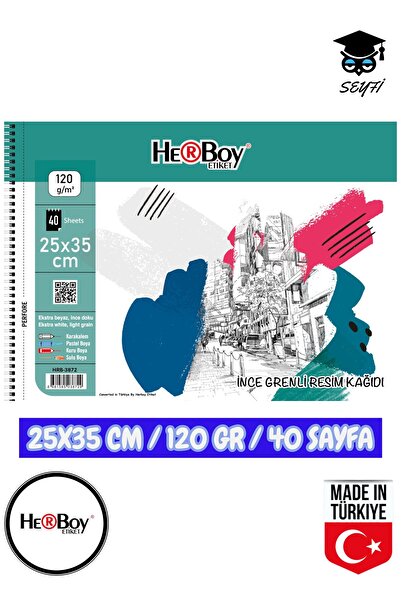 SEYFİKİRTASİYE 25X35 см ескізний альбом для малювання олівцем 120 г ТЕЛІ 40 сторінок HERBOY