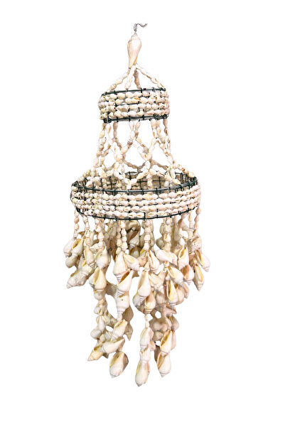 Home Deniz Kabuğu Makrome Avize , Bahçe Balkon Tavan Süsü , 40 cm