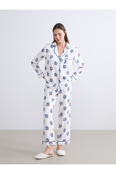 LC Waikiki Vizyon Yeni Sezon Gömlek Yaka Çiçekli Kadın Pijama Takımı