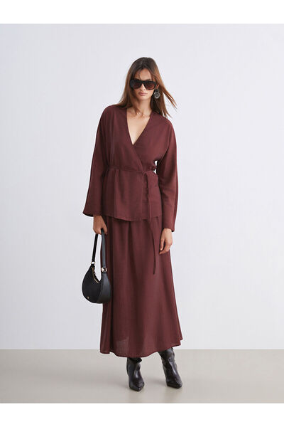 LC Waikiki Peak Yeni Sezon Kruvaze Yaka Dokulu Kadın Kimono