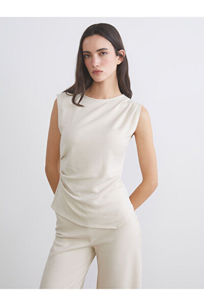 LC Waikiki Özmarka Νέα Σεζόν Μπλούζα με λαιμόκοψη ποδηλάτου και κορδόνι περίσ...