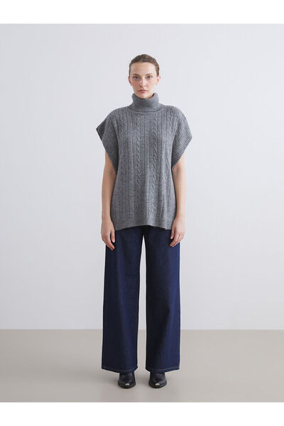 LC Waikiki Vizyon Yeni Sezon Balıkçı Yaka Ajurlu Kadın Triko Süveter