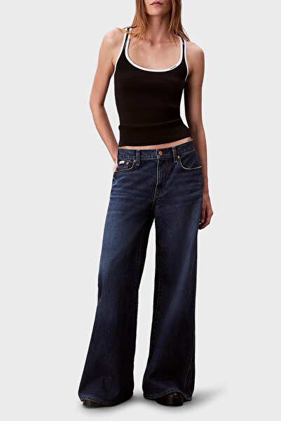 Calvin Klein Pamuklu Slim Fit Yuvarlak Yaka Fitilli Top LV047D300GUB1 TOP LV047D300G UB1