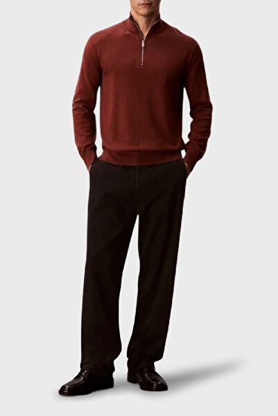 Calvin Klein Pamuklu Regular Fit Yarım Fermuarlı Dik Yaka Kazak LV040BM356XWI Erkek KAZAK LV040BM356