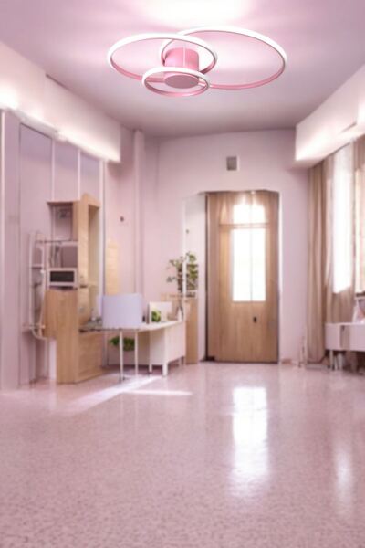 Luzarana Sole Modern Tasarım Pembe Renk Salon - Çocuk Odası - Hol Beyaz Led 3 Lü Avize