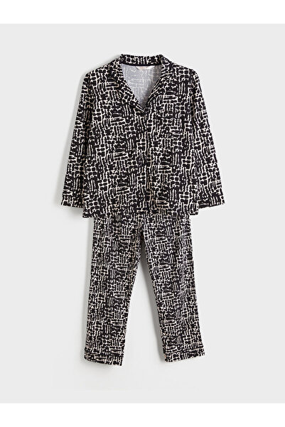 LC Waikiki Peak Yeni Sezon Büyük Beden Desenli Kadın Pijama Takımı