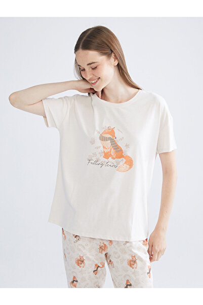 LC Waikiki New Season Crew Neck Printed Women's Pajama Set