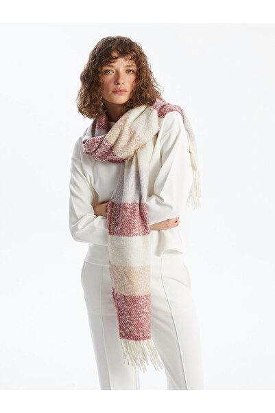 LC Waikiki Farbblockierter Damenschal mit Fransen