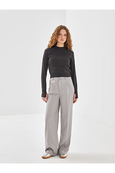 LC Waikiki Lc Waikikianthracite Half Turtleneck Textured Women's Knitwear Sweater