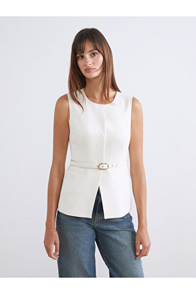 LC Waikiki Özmarka New Season Crew Neck Women's Classic Vest with Belt at the Waist