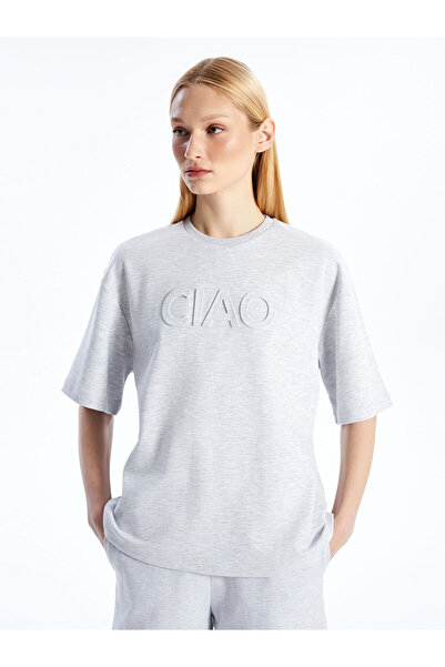 LC Waikiki Γυναικείο μπλουζάκι με στάμπα με λαιμόκοψη