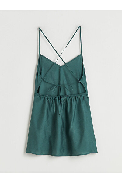 LC Waikiki Lcw Dream Green V-Neck Strap Women's Nightgown