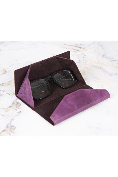 buğrahayalin Шкіряний чохол для окулярів ручної роботи – з магнітною кришкою, трикутний дизайн, стильний, міцний