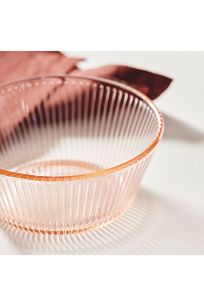 IKEA HAVSGÄDDA Bowl, stripe pattern/pink, 12 cm