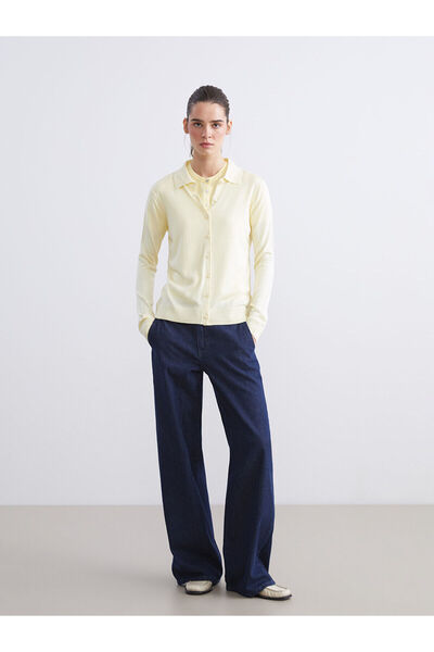 LC Waikiki Sari Polo Yaka Kadın Triko Hırka