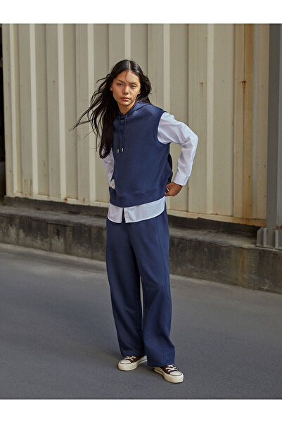 LC Waikiki Two Mt Shop Quality Lcw Modest Navy Blue 3 Thread Plain Loose & Ba...