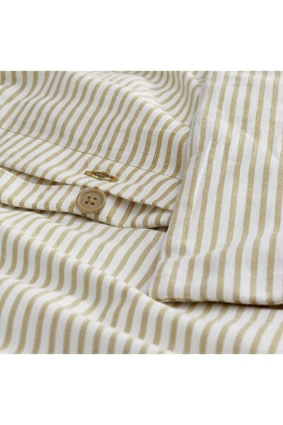 IKEA SOLFIBBLA Duvet cover and pillowcase, white beige/stripe, 150 x 200/50 x 80 cm