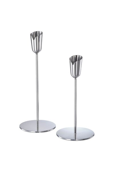 IKEA PRAKTAND Candlestick, set of 2, stainless steel