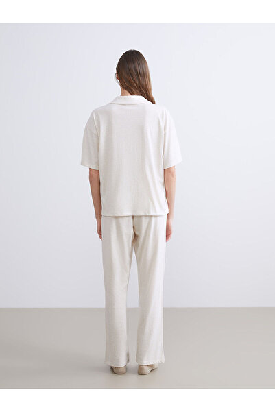 LC Waikiki Peak Yeni Sezon Gömlek Yaka Ayı Baskılı Kadın Pijama Takımı