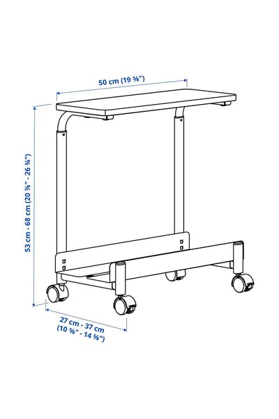 IKEA LÅNESPELARE Computer cart with shelf, black, 50 x 27 cm