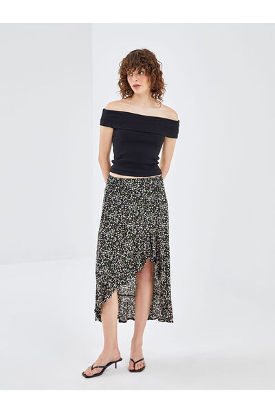 LC Waikiki Blai̇s Floral Women's Skirt with Elastic Waist